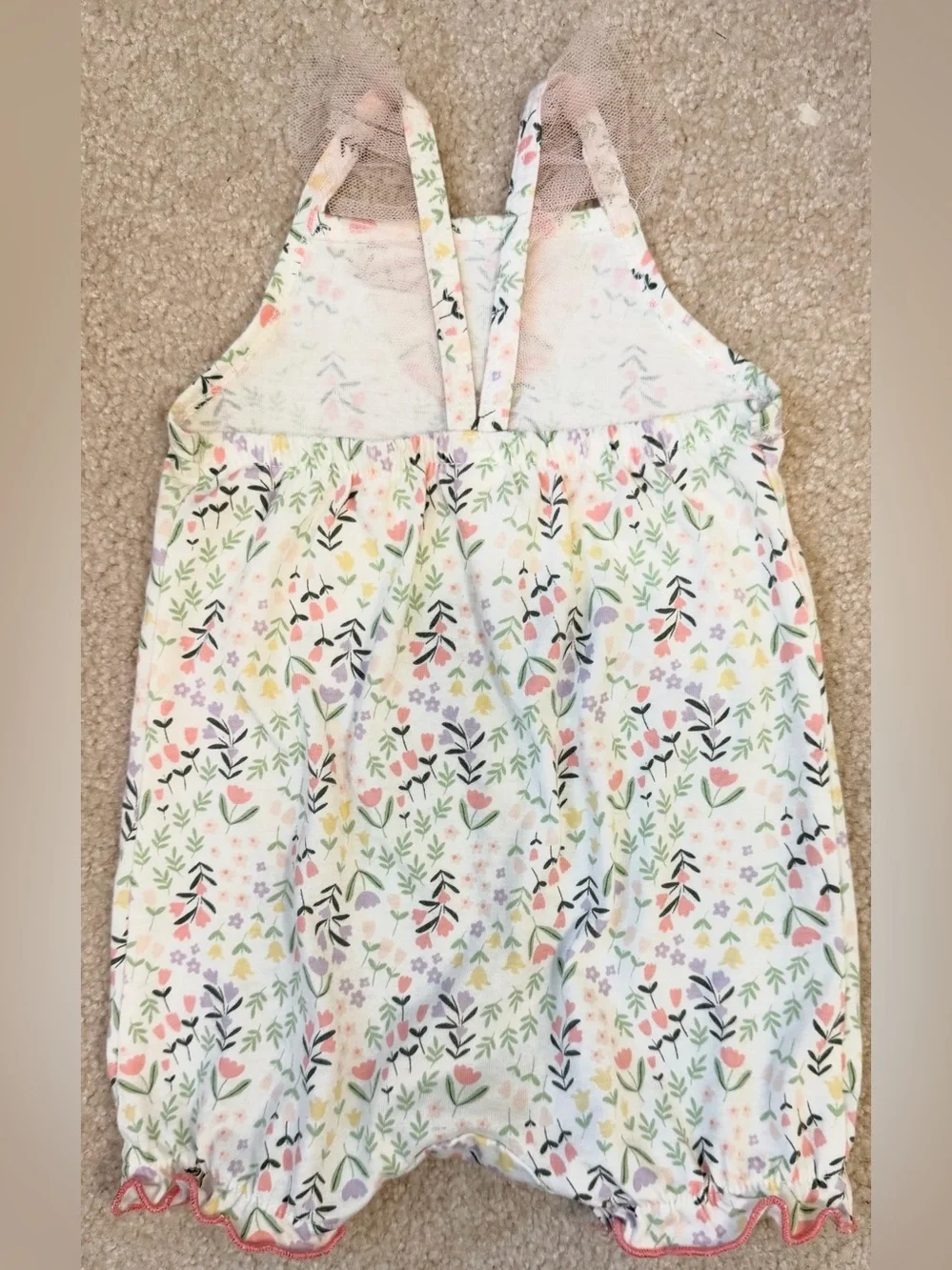 Baby Girl Floral Romper with ruffles and tulle- Brand: Chickpea, Size: 3-6M